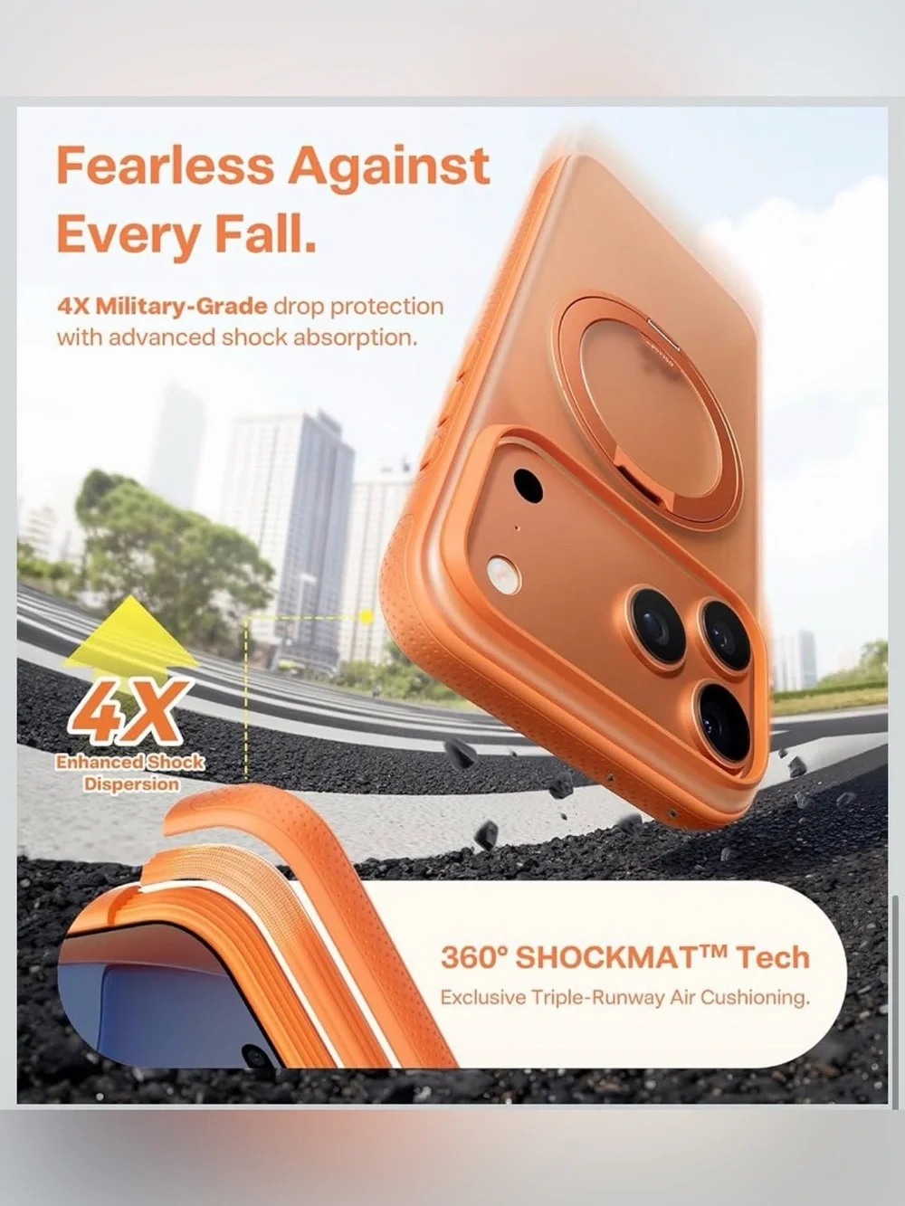 NEW iPhone 17 Pro Max MagSafe 4X Military Grade Protection Translucent Orange